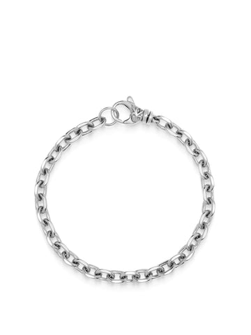 Nialaya Men's Chain Bracelet Men's Silver 4mm Cable Chain Bracelet